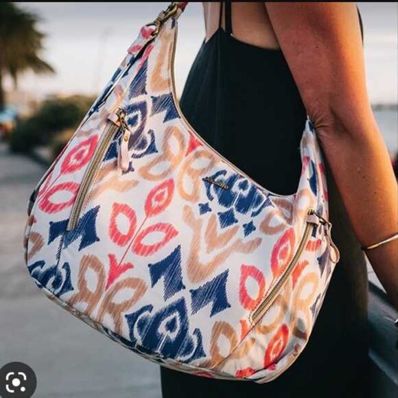 Pacsafe Stylesafe Anti-Theft Convertible Crossbody Bag purse in Ikat Coral - Picture 2 of 11